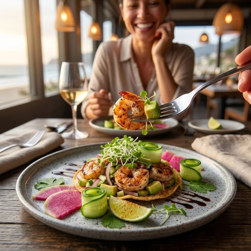 Tostada de Camarón en Aguachile